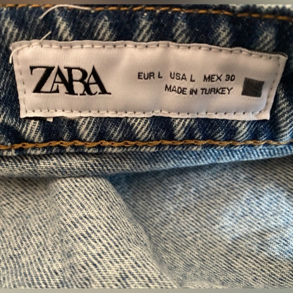 Zara Denim Mini Skirt with Lace Up Detail Size L 🔥 - Picture 7 of 8